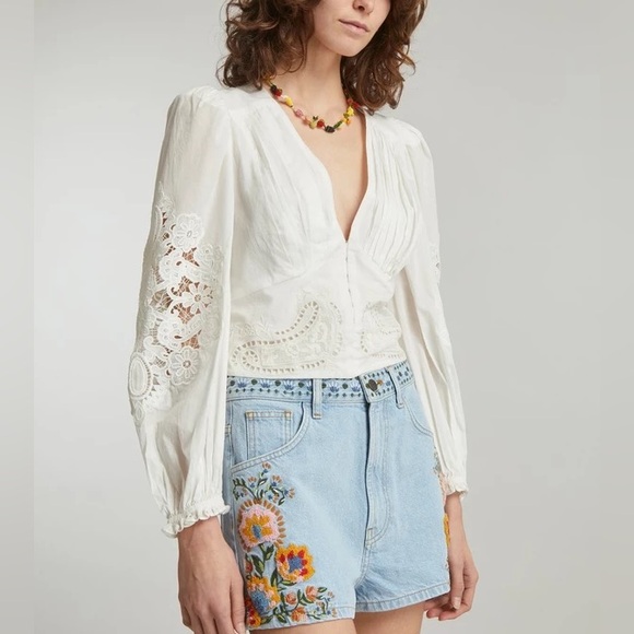 FARM RIO Off White Lace Blouse. Size M - Picture 3 of 6